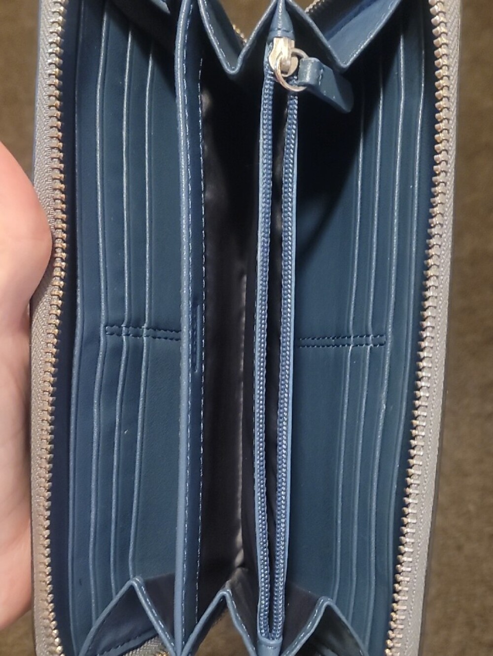 Coach Light Gray Croc-Embossed Zip Wallet - Picture 6 of 7